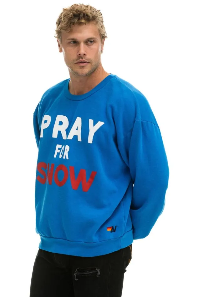 Pray For Snow Relaxed Crew Sweatshirt 8211 Ocean WomenMen Aviator Nation Sweatshirts