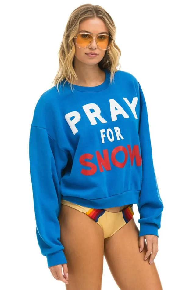 Pray For Snow Relaxed Crew Sweatshirt 8211 Ocean WomenMen Aviator Nation Sweatshirts