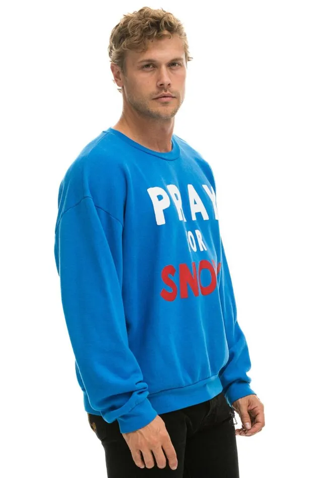 Pray For Snow Relaxed Crew Sweatshirt 8211 Ocean WomenMen Aviator Nation Sweatshirts
