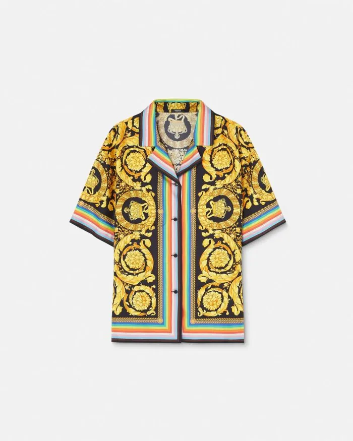 Pride Barocco Silk Shirt Blackprint Women Versace Shirts and Tops