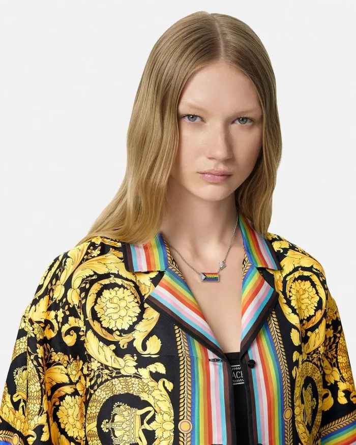 Pride Barocco Silk Shirt Blackprint Women Versace Shirts and Tops