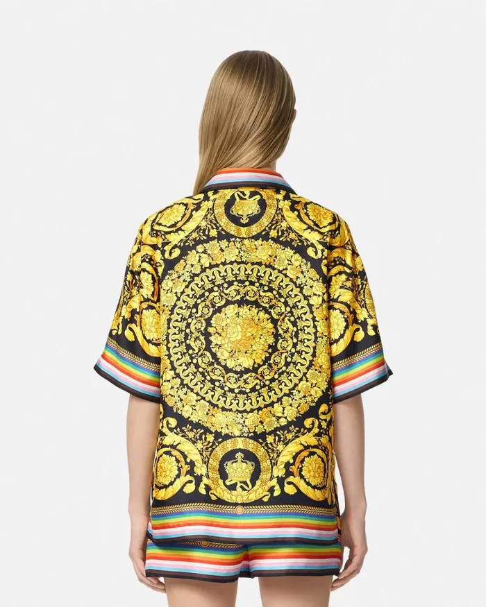 Pride Barocco Silk Shirt Blackprint Women Versace Shirts and Tops