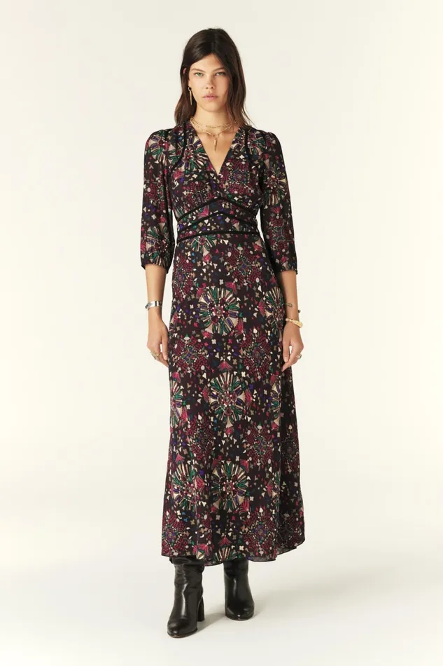 Printed Maxi Dress Fazia Gray Women Baandsh Dresses