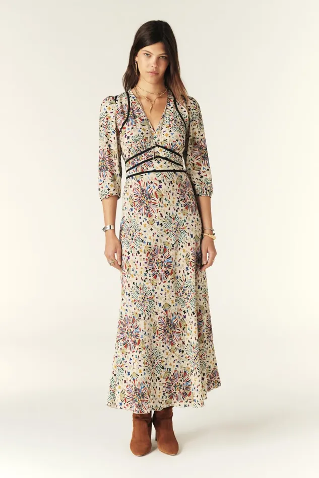 Printed Maxi Dress Fazia Gray Women Baandsh Dresses
