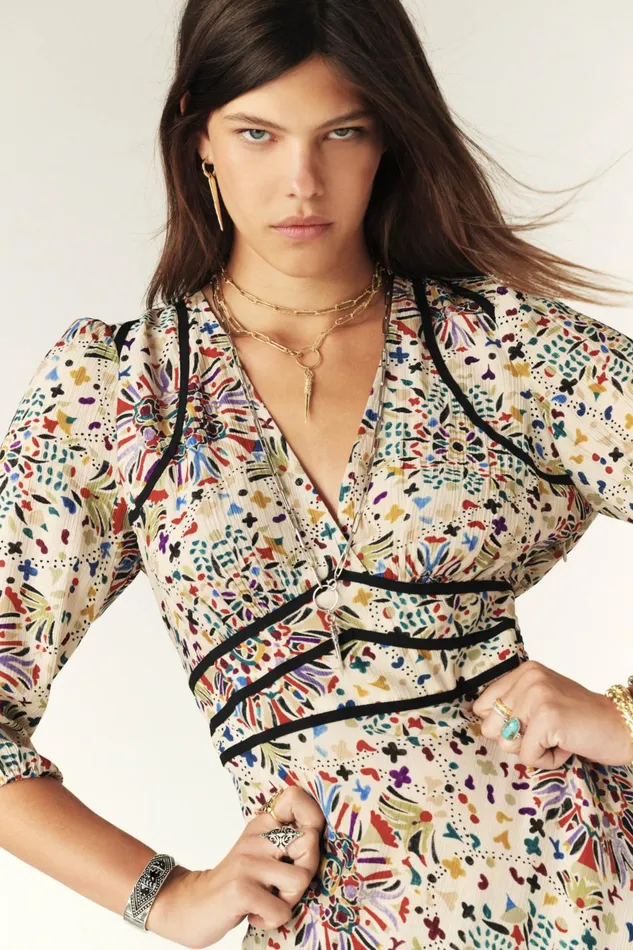Printed Maxi Dress Fazia Gray Women Baandsh Dresses