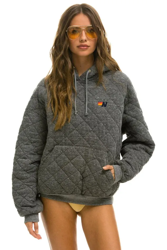 Quilted Relaxed Pullover Hoodie 8211 Heather Grey WomenMen Aviator Nation Hoodies Quilted Relaxed Pullover Hoodie 8211 Heather Grey WomenMen Aviator Nation Hoodies