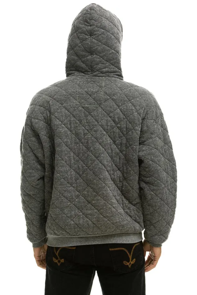 Quilted Relaxed Pullover Hoodie 8211 Heather Grey WomenMen Aviator Nation Hoodies