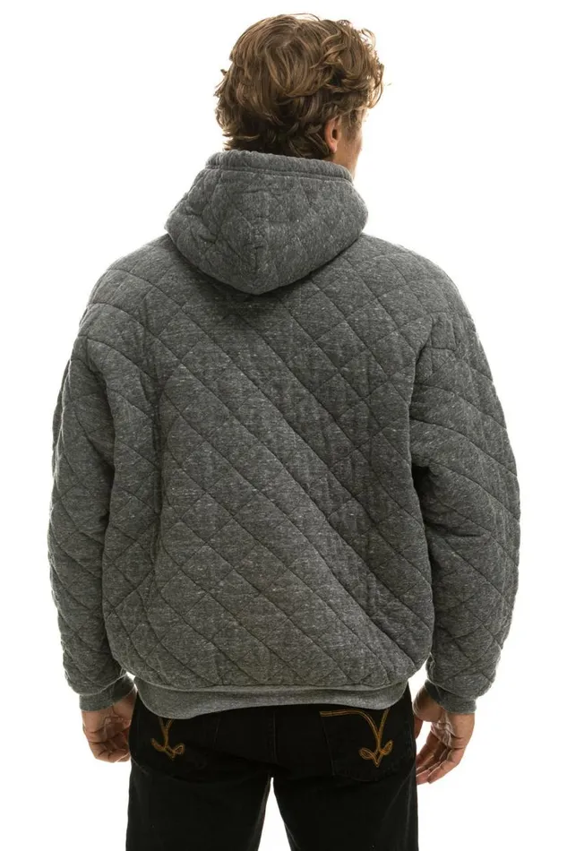 Quilted Relaxed Pullover Hoodie 8211 Heather Grey WomenMen Aviator Nation Hoodies
