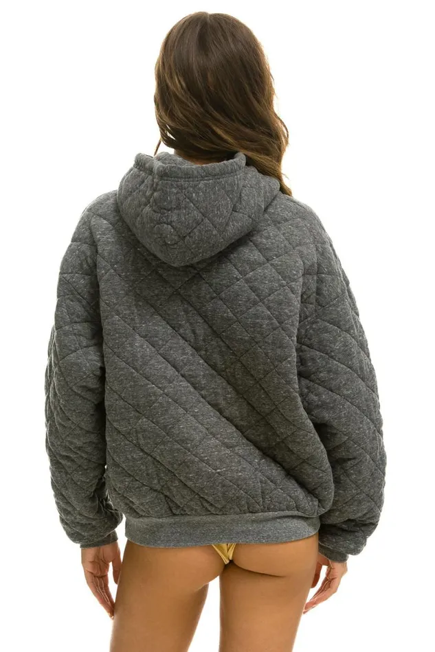 Quilted Relaxed Pullover Hoodie 8211 Heather Grey WomenMen Aviator Nation Hoodies
