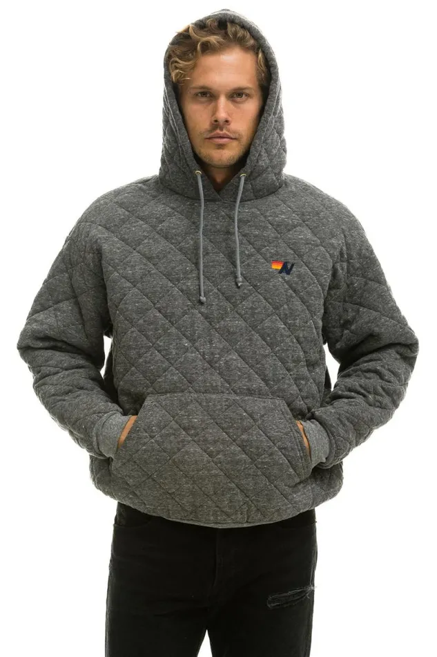 Quilted Relaxed Pullover Hoodie 8211 Heather Grey WomenMen Aviator Nation Hoodies