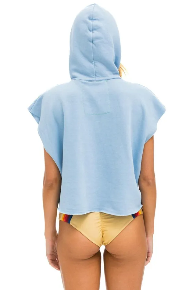 Rainbow Heart Stitch Sleeveless Relaxed Cropped Pullover Hoodie 8211 Ice Women Aviator Nation Hoodies