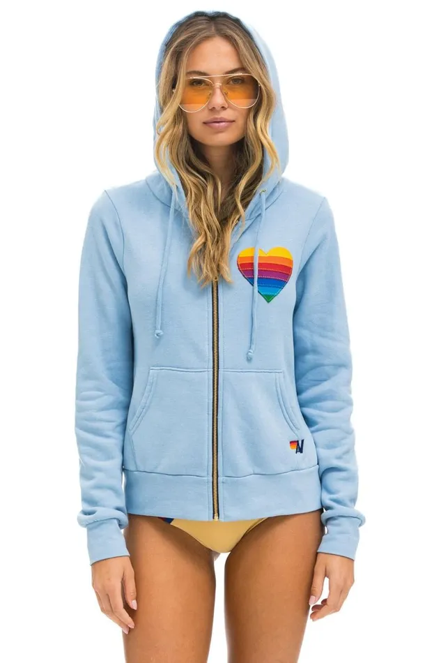 Rainbow Heart Stitch Zip Hoodie 8211 Ice WomenMen Aviator Nation Hoodies