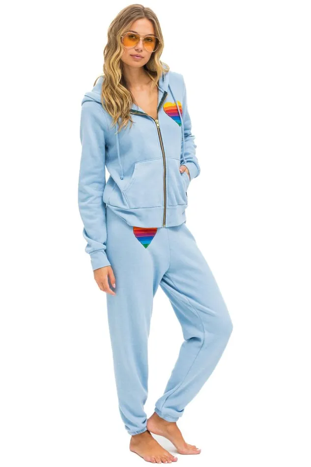 Rainbow Heart Stitch Zip Hoodie 8211 Ice WomenMen Aviator Nation Hoodies