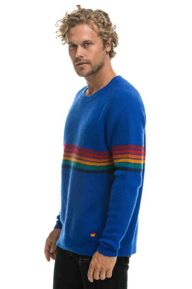 Rainbow Stripe 6 Unisex Cashmere Sweater Lapis Men Aviator Nation Sweatshirts
