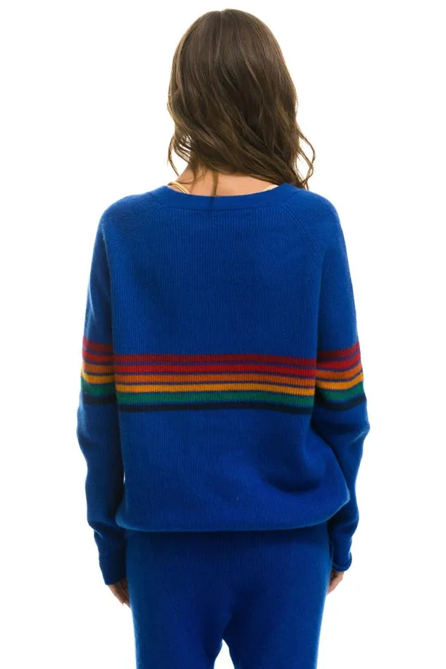 Rainbow Stripe 6 Unisex Cashmere Sweater Lapis Men Aviator Nation Sweatshirts