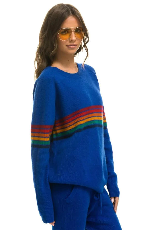 Rainbow Stripe 6 Unisex Cashmere Sweater Lapis Men Aviator Nation Sweatshirts