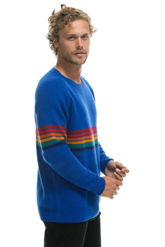 Rainbow Stripe 6 Unisex Cashmere Sweater Lapis Men Aviator Nation Sweatshirts