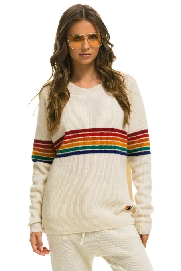 Rainbow Stripe 6 Unisex Cashmere Sweater Vintage White Men Aviator Nation Sweatshirts Rainbow Stripe 6 Unisex Cashmere Sweater Vintage White Men Aviator Nation Sweatshirts