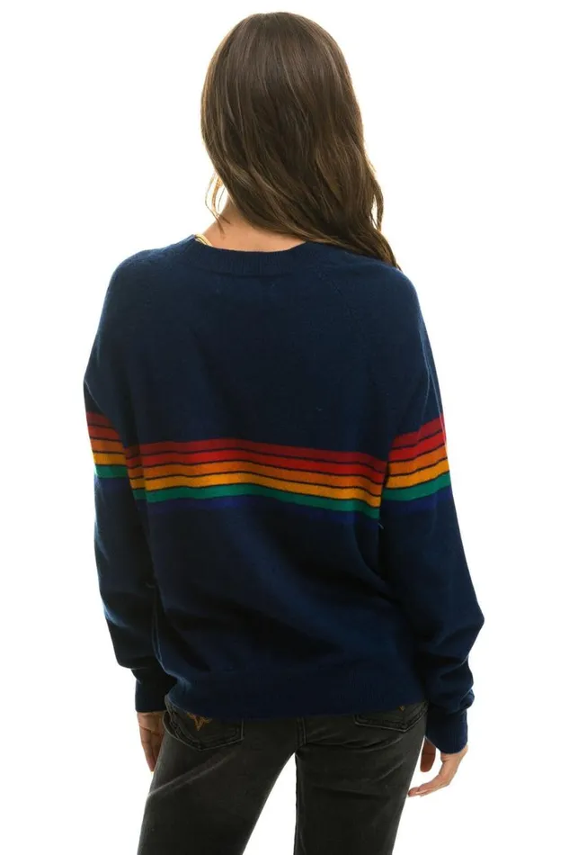 Rainbow Stripe 6 Unisex Light Cashmere Sweater 8211 Midnight Men Aviator Nation Sweatshirts