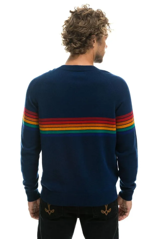 Rainbow Stripe 6 Unisex Light Cashmere Sweater 8211 Midnight Men Aviator Nation Sweatshirts