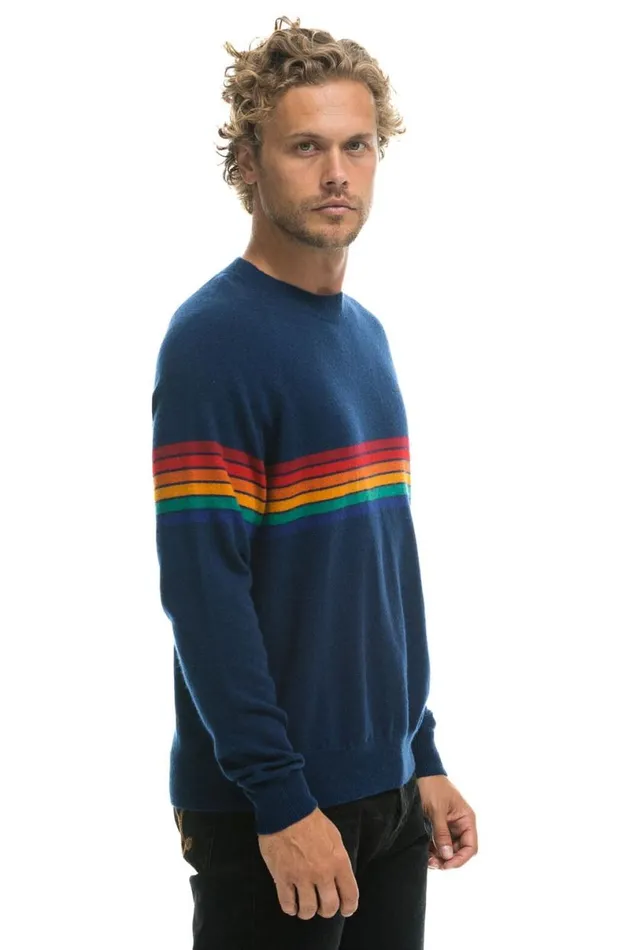 Rainbow Stripe 6 Unisex Light Cashmere Sweater 8211 Midnight Men Aviator Nation Sweatshirts