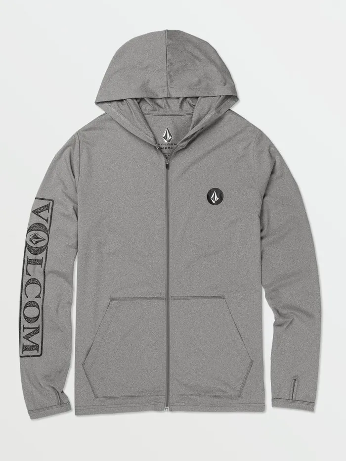 Rally Hooded Long Sleeve Rashguard 8211 Heather Grey Mens Volcom Rashguards