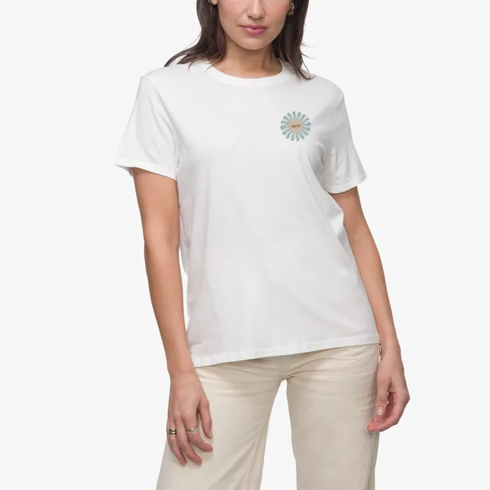 Reef Ayesunrays Short Sleeve Tee Bright White Women TShirts Tanks and Dresses