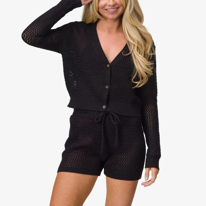 Reef Mika Knit Cardigan Caviar Women Tops Reef Mika Knit Cardigan Caviar Women Tops