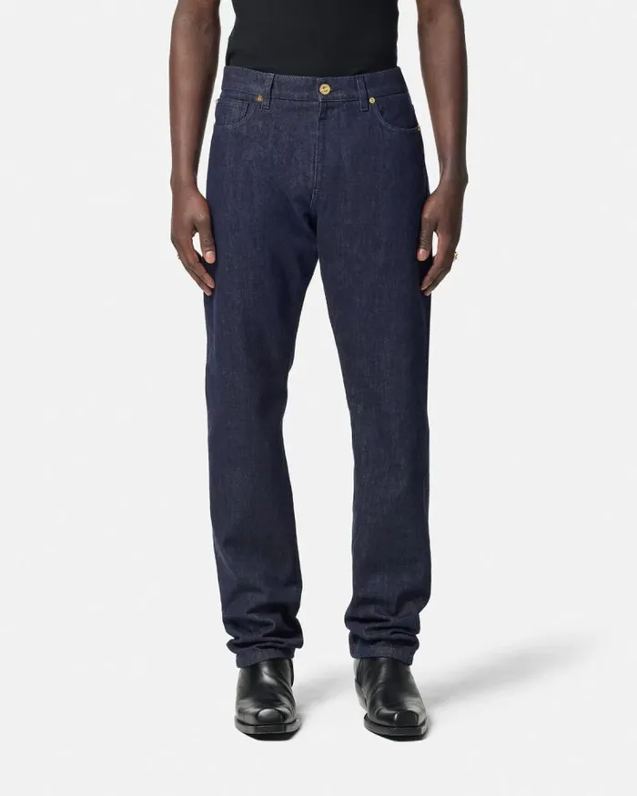 Regular Fit Jeans Blue Men Versace Pants and Shorts