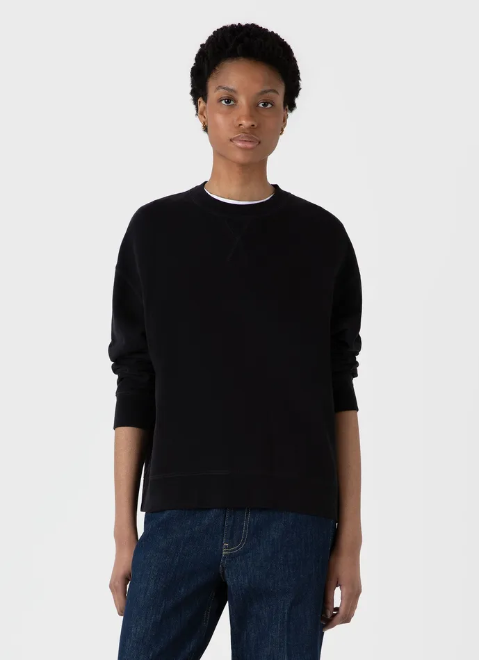Relaxed Loopback Sweatshirt Black Women Sweatshirts and Sweatpants ussunspel