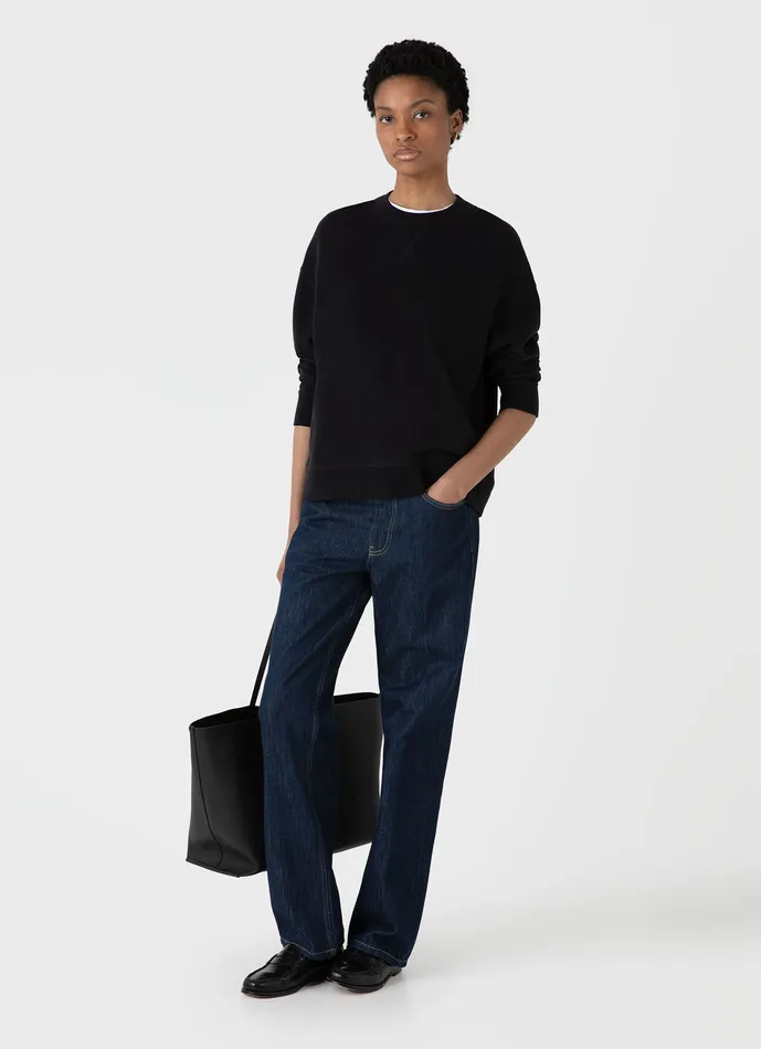 Relaxed Loopback Sweatshirt Black Women Sweatshirts and Sweatpants ussunspel Relaxed Loopback Sweatshirt Black Women Sweatshirts and Sweatpants ussunspel