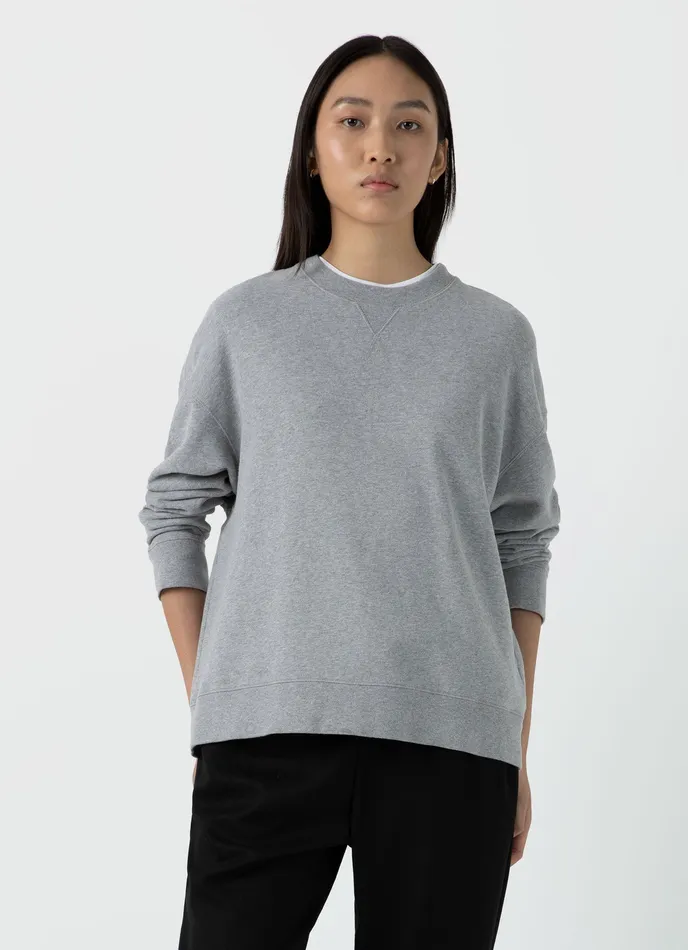 Relaxed Loopback Sweatshirt Grey Melange Women Loungewear and Sleepwear ussunspel Relaxed Loopback Sweatshirt Grey Melange Women Loungewear and Sleepwear ussunspel