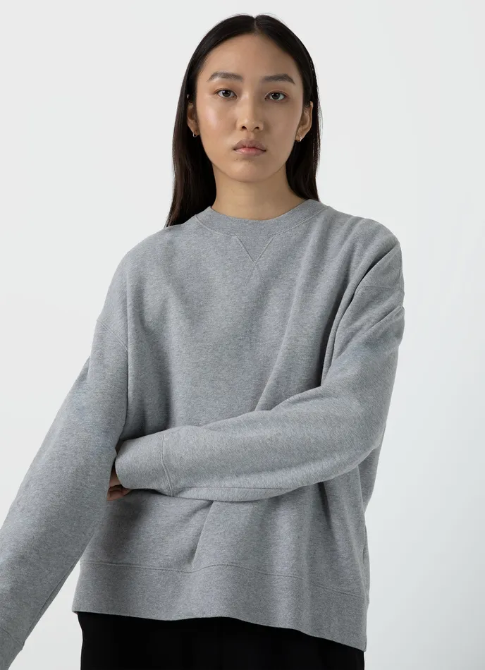 Relaxed Loopback Sweatshirt Grey Melange Women Loungewear and Sleepwear ussunspel Relaxed Loopback Sweatshirt Grey Melange Women Loungewear and Sleepwear ussunspel