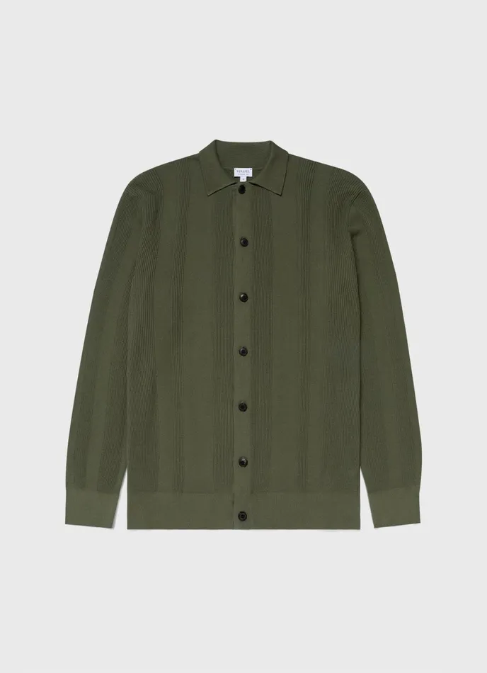 Rib Knit Jacket Hunter Green Men SUNSPEL Knitwear