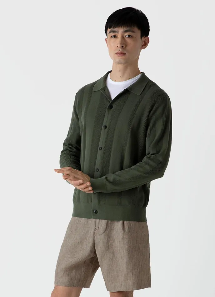 Rib Knit Jacket Hunter Green Men SUNSPEL Knitwear