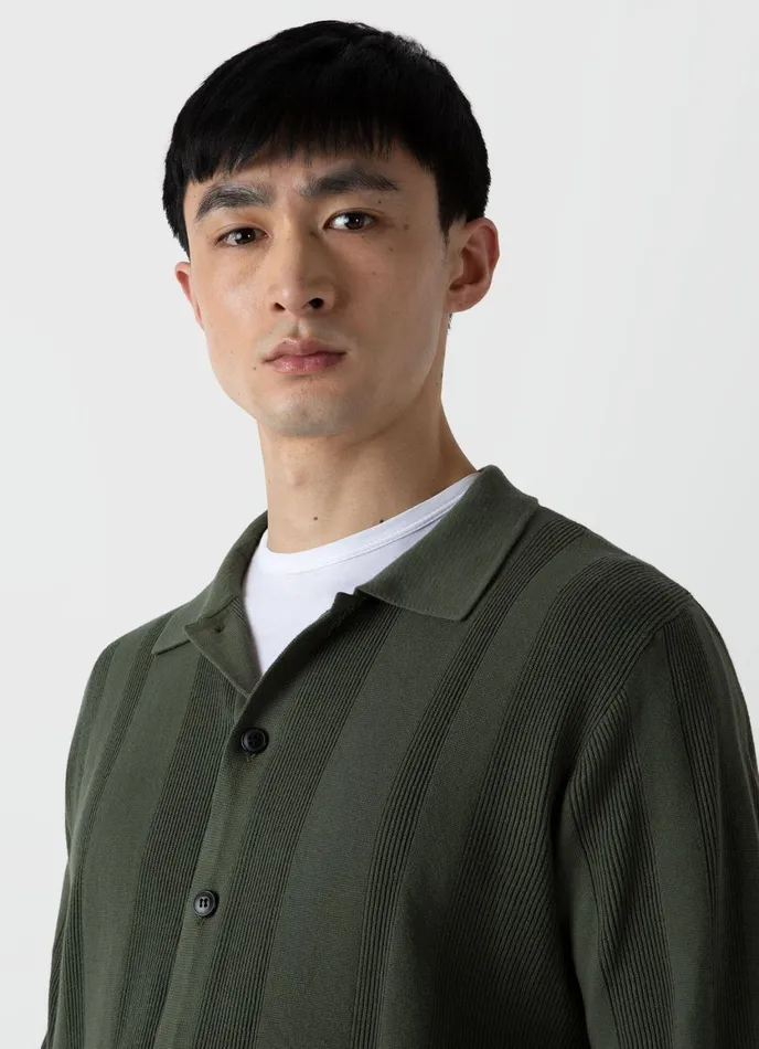 Rib Knit Jacket Hunter Green Men SUNSPEL Knitwear