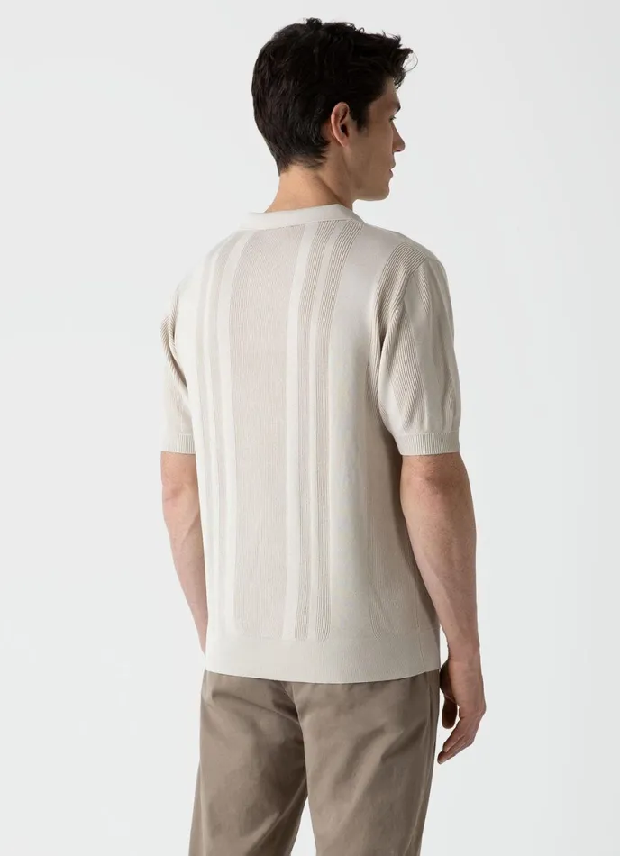 Rib Knit Polo Shirt Beige Men SUNSPEL Knitwear