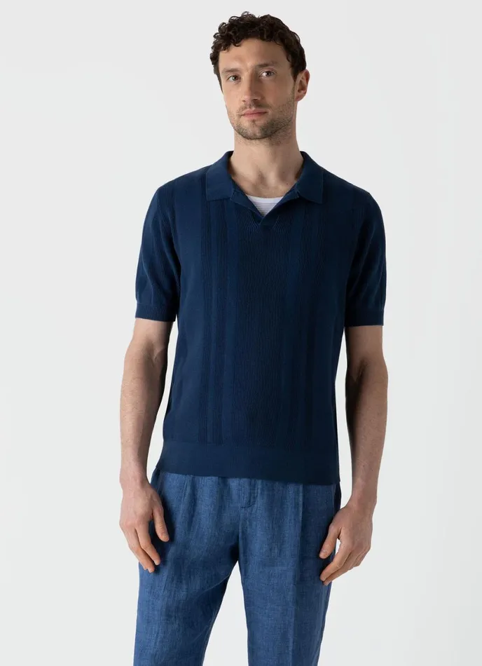 Rib Knit Polo Shirt Coast Men SUNSPEL Polo Shirts