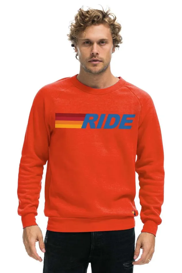 Ride Logo Crew Sweatshirt 8211 Orange WomenMen Aviator Nation Sweatshirts