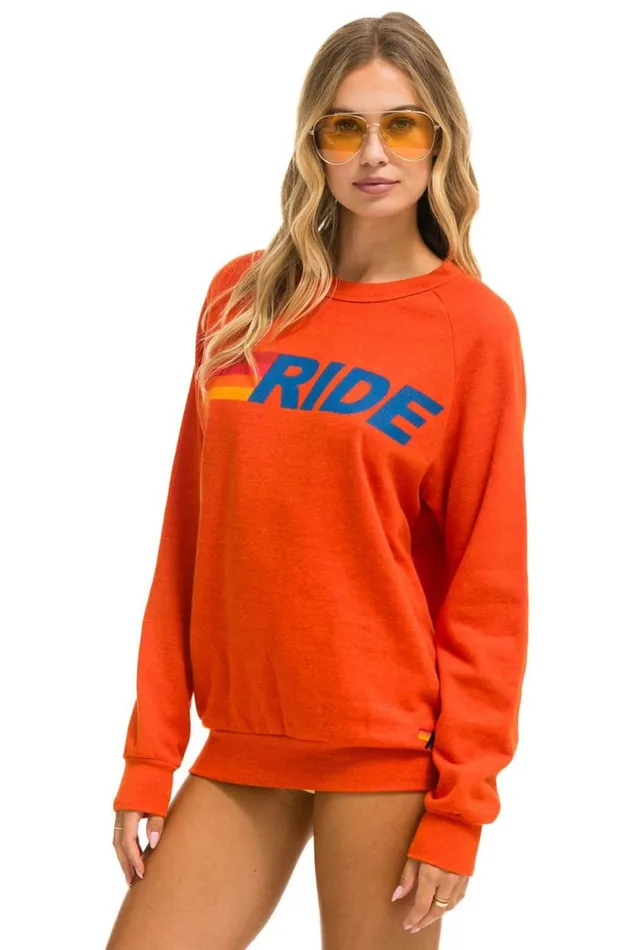 Ride Logo Crew Sweatshirt 8211 Orange WomenMen Aviator Nation Sweatshirts