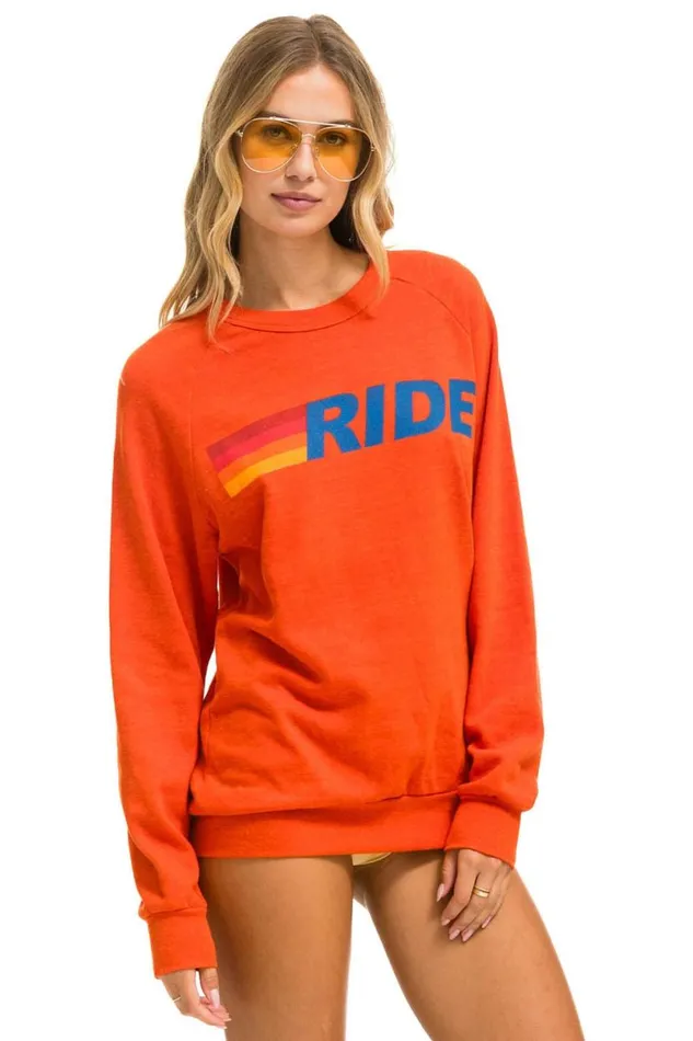 Ride Logo Crew Sweatshirt 8211 Orange WomenMen Aviator Nation Sweatshirts