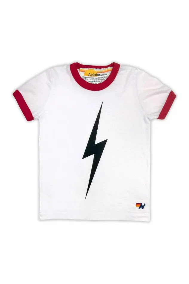 Ringer Bolt Tee 8211 White Red Kids Aviator Nation Tees