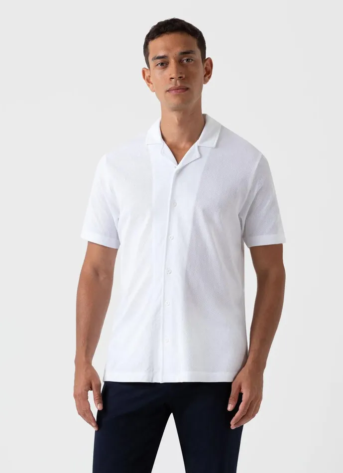 Riviera Camp Collar Shirt White Men SUNSPEL Shirts
