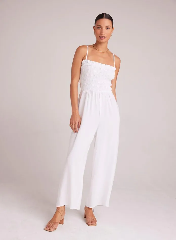 Rompers and Jumpsuits Women Bella Dahl Wide Leg Smocked Ruffle Jumpsuit 8211 White Rompers and Jumpsuits Women Bella Dahl Wide Leg Smocked Ruffle Jumpsuit 8211 White