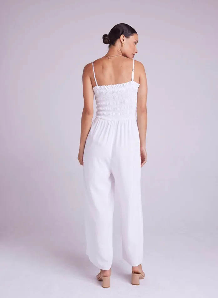 Rompers and Jumpsuits Women Bella Dahl Wide Leg Smocked Ruffle Jumpsuit 8211 White Rompers and Jumpsuits Women Bella Dahl Wide Leg Smocked Ruffle Jumpsuit 8211 White