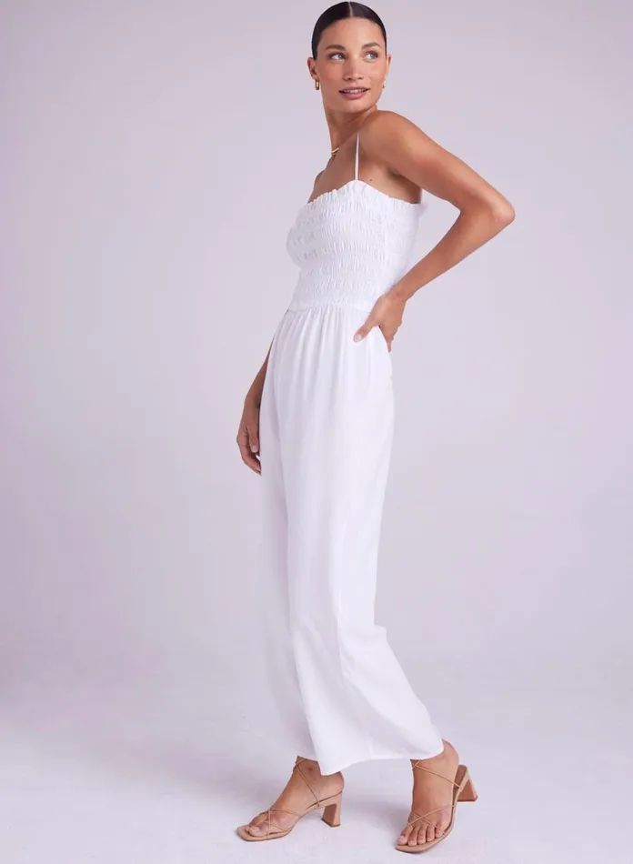 Rompers and Jumpsuits Women Bella Dahl Wide Leg Smocked Ruffle Jumpsuit 8211 White Rompers and Jumpsuits Women Bella Dahl Wide Leg Smocked Ruffle Jumpsuit 8211 White