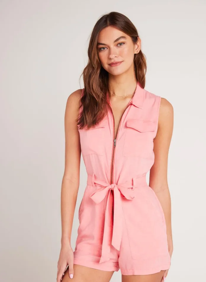 Rompers and Jumpsuits Women Bella Dahl Zip Front Romper 8211 Blossom Pink