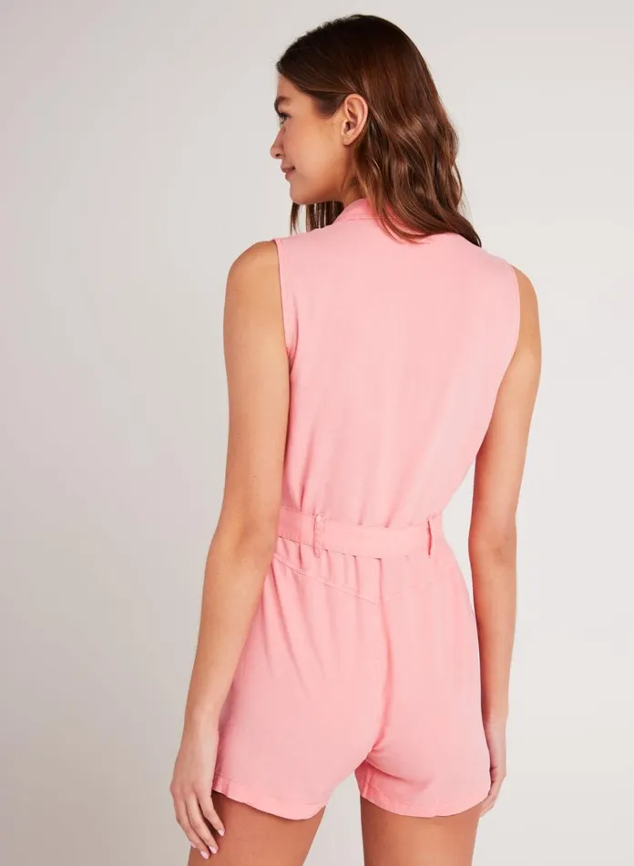 Rompers and Jumpsuits Women Bella Dahl Zip Front Romper 8211 Blossom Pink Rompers and Jumpsuits Women Bella Dahl Zip Front Romper 8211 Blossom Pink