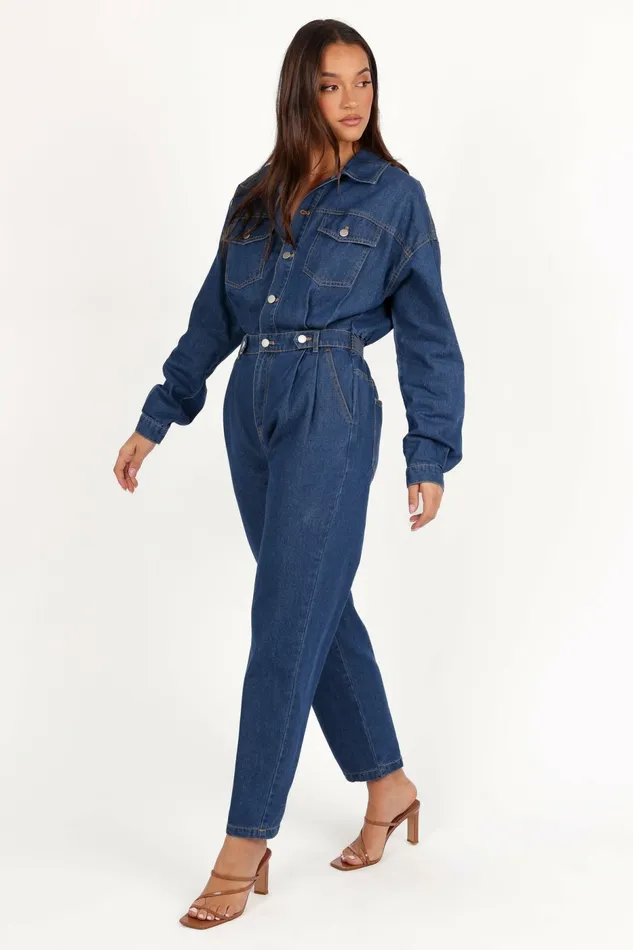 Rosa Denim Jumpsuit Dark Denim Women Jumpsuits and Rompers Petal and Pup