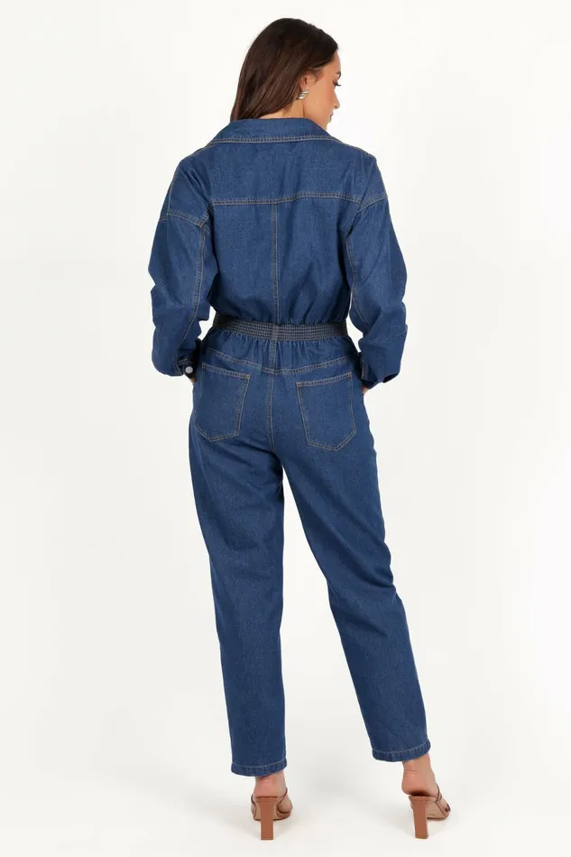 Rosa Denim Jumpsuit Dark Denim Women Jumpsuits and Rompers Petal and Pup